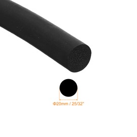 QUARKZMAN Foam Rubber Seal Strip, 20 mm (25/32 Inch) Diameter, 2 Metres (6.56 Feet) Long, Round EPDM Rubber for DIY Seal, Bearings, Pads, Foam Pipes, Crafts