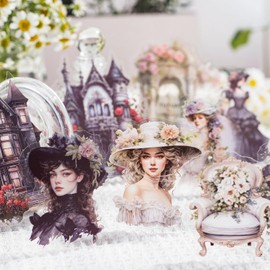 MisKepaa 180PCS Scrapbook Stickers Vintage Nature Flower Themed, People Stickers for Journaling Scrapbook Supplies, Junk Journal, Bullet Journal and DIY Craft (Alice in The Garden)