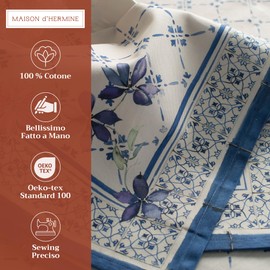 Maison d' Hermine Cloth Napkins 45cm x 45cm100% Cotton Decorative Washable Easter Table Napkin for Kitchen, Party, Wedding, Restaurant & Camping, Faience - Spring/Summer (Set of 4)