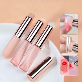 GZMAYUEN Pink Silicone Nail Brush, Reusable Nail Chrome Applicator Brush Nail Art Tools, Nail Brushes for Nail Art for Beginner