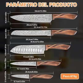 BEBK Juego de Cuchillos,5 piezas Set de Cuchillos,Cuchillos Chef De Cocina,Cuchillos de Cocina,Cuchillos de Cocina de Acero Inoxidable de Alto Carbono,Aplicar Para El Hogar,Restaurante,Cortar Carne