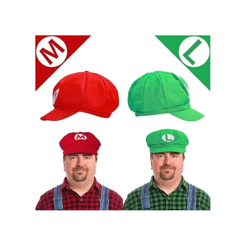 Kit Sombreros AC Mario Bros Luigi Adulto Infantil 6 Piezas