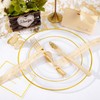 LIYH 120 Pcs Clear Plastic Plates with Gold Trim Disposable,