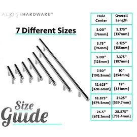 ALPINE HARDWARE PREMIUM SOLID Euro Style Bar Handle Pull-10Pack-3.75 In Hole Center & 6 1/8 In Length Heavy Stainless Steel Bar Handle Pull with Polished Chrome Finish-AMERICAN Owned Cabinet Hardware
