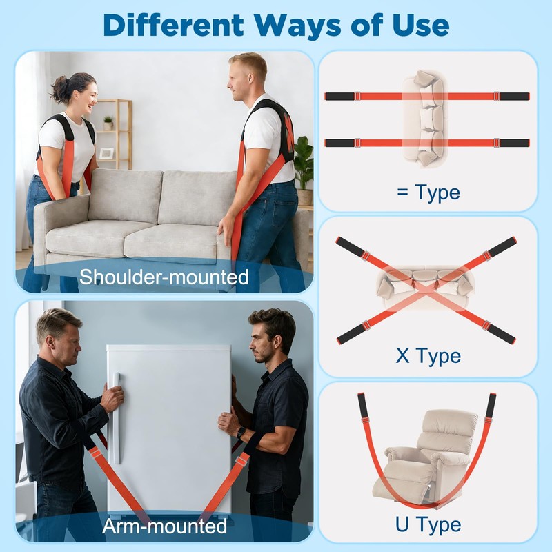 NOCOEX 2-Person Moving Straps for Lifting - Shoulder Lifting and
