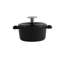 Sallys Cast Iron Serving Pot 10 cm: For First-Class Heat Conduction and Long-Lasting Heat Retention, Oven Safe, All Hob Types (Matt Black)
