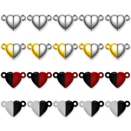 HAIKING Heart Shaped Magnetic Clasps, 20 Pairs Alloy Strong Magnet Heart Beads Bracelet Charms for Jewelry, Necklace, Bracelet Making (4 Styles)