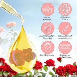 Rose & Vitamin E Oil for Face & Body,Essential Oils for Skin,Vitamin E Anti Aging Face Serum for Women,Natural Facial Oil,Hydrating & Anti-Aging,Easy Absorb & Anti Wrinkle Treatment,Serums Skincare