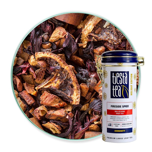 Tiesta Tea - Fireside Spice, Loose Leaf Mulled Wine Herbal tea, Non-Caffeinated, Hot & Ice Tea, 5 oz Tin - 25 Cups, Natural, Flavored, Immune System Support, Herbal Tea Loose Leaf