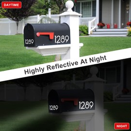 4 inch Reflective Mailbox Numbers for Outside, 5 Sets Number Stickers with Sticky Tabs for Easy Backing Peeling, Pre-cut Self Adhesive Vinyl House Numbers