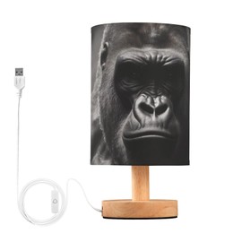 Qilmy Meditating Gorilla Bedside Touch Lamp,Small Table lamp for Bedroom with USB Charging Ports, Nightstand Lamps for Living Room Office Reading Desk Home Dorm