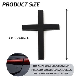 QKYS 2 PCS Cross Metal Car Sticker, 3D Car Stickers and Decals for Christian/Jesus Self Adhesive Scratch Metal Cross Emblem，Suitable for Cars Body Fender Tail (Black)