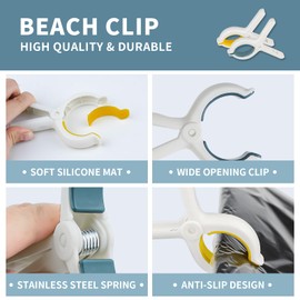 SHBAOCH 12PCS Beach Towel Clips, Plastic Towel Clips for Beach Chair, Jumbo Size Windproof Strong Beach Chair Clips, Windproof Clothes Pins Quilt Blanket Clip Holders