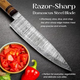 TOOL VISTA Japanese Santoku Knife – 8” Damascus Steel Chef Knife, Ultra Sharp Blade, Premium Handle – Ideal for Slicing, Dicing & Chopping - kichen knife for Daily Use Best Gift for Him