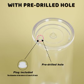 Maucircol 24 Oz Acrylic Snowglobe Tumbler, 4 Pack Pre-Drilled Double Wall Acrylic Clear Cup for Glitter Snow Globe DIY, Double Wall Snowglobe Cup