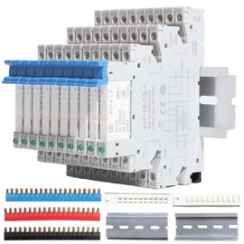 shengbowi 10Pcs Relay Electromagnetic Power Relay Miniature 24V Coil DC/AC Signal PLC HF41F/24-ZS 1NO 1NC 6Amp SPDT Jumper Separator Din Rail Power DC 5 Pin 6A LED Indicator Socket Base DIN