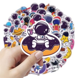 Space Astronaut Stickers Pack 60PCS, Cute Waterbottle Stickers Gifts for Kids Boys Teens Glueewee Waterproof Vinyl Stickers for Water Bottles Laptop Scrapbook Journal