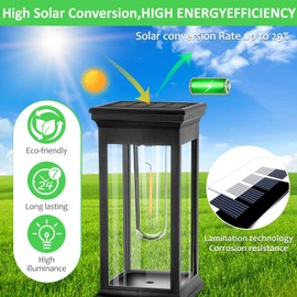 Fuqiduo Solar Lights for Outdoor Garden, 4 Pieces Solar Garden Lights with Warm White Tungsten Light, IP65 Waterproof Solar Light for Garden, Lawn, Patio, Yard, Warm White