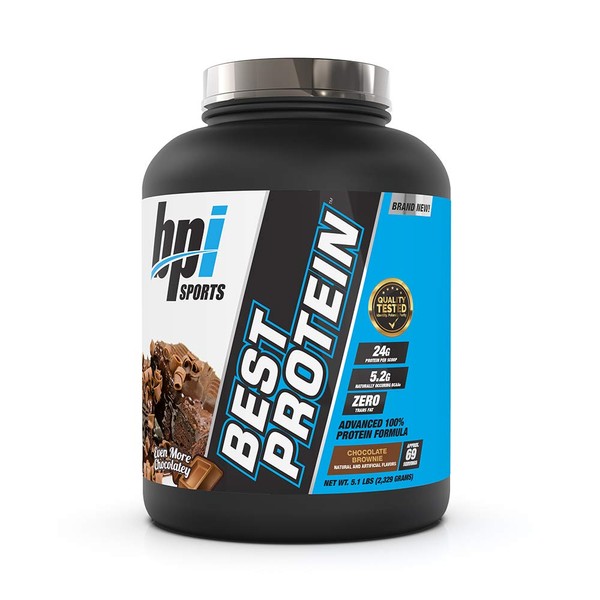 BPI Sports Best Protein – 100% Whey Protein Blend – Muscle Growth, Recovery, Meal Replacement – No Maltodextrin, No Fillers – Gluten Free – for Men & Women – Chocolate Brownie – 5.1 Pounds