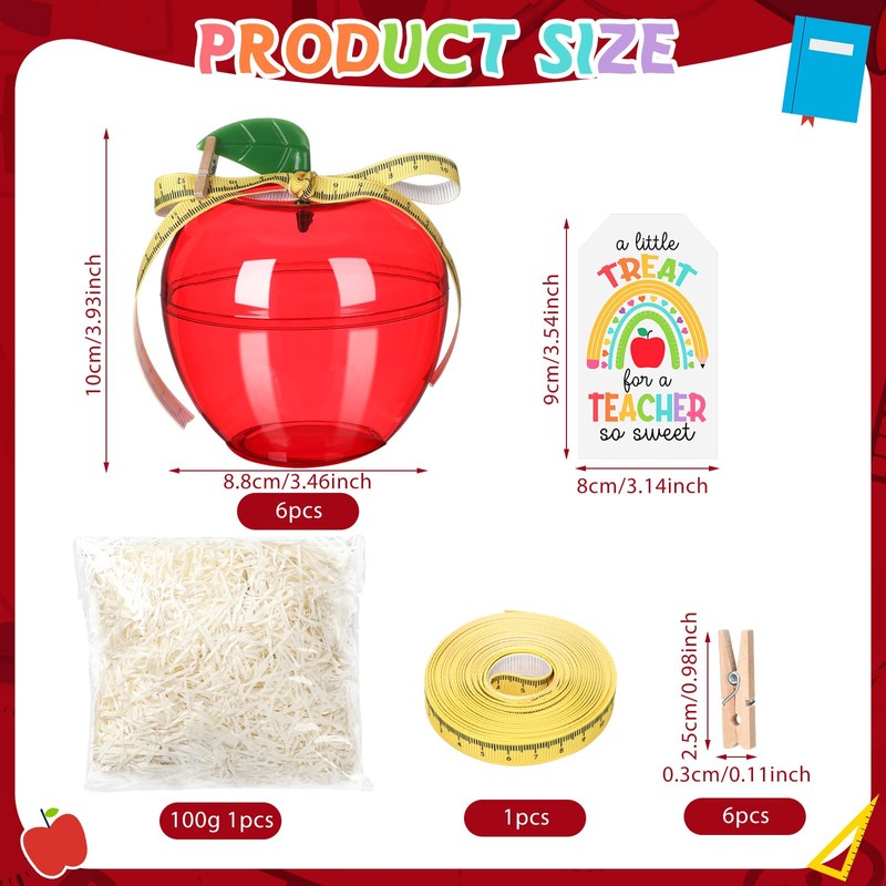Mimorou 6 Sets Plastic Apple Containers Red Apple Shaped Candy