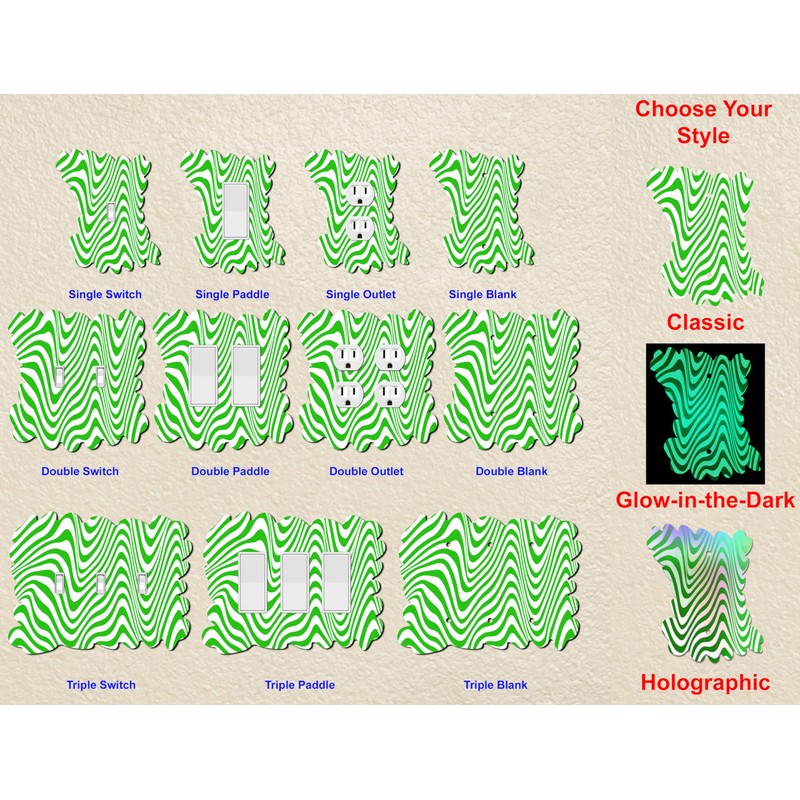 Off The Wall Plates - Green Fun Squigley Lines Classic