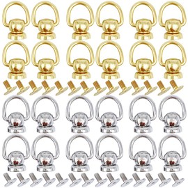 30Pcs Brass Rivet Button Ball Studs Rivets D Ring 360 Rotatable for DIY Leather Collar Belt Handbag Shoes Case Motorcycle Jeans Brass Rivets ect