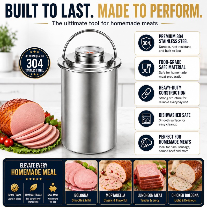 Meat Press Mold, Stainless Steel Ham & Deli Meat Maker
