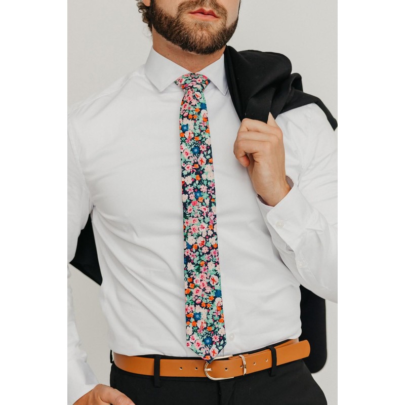 DAZI - Corbata de algodón con estampado floral para hombre,