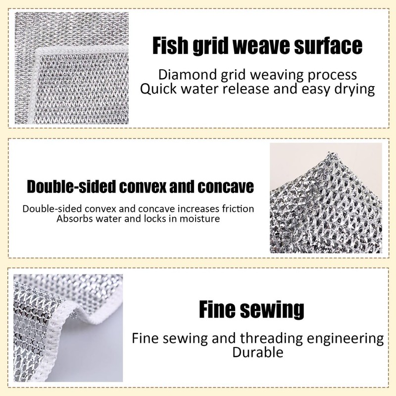 Non Scratch Wire Dishcloth 6 Pack with 1pcs Kitchen Sponges