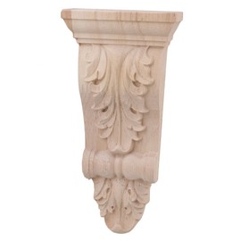 BQLZR 16 x 8 x 2.8 cm European Style Unpainted Furniture Wood Carved Onlay Craft for Home Restaurant Door Decoration Pack of 4
