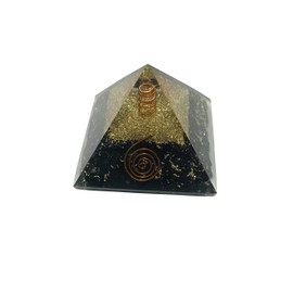 Black Tourmaline Crystal Orgone Pyramid Healing grounding Stone Chakra Pyramid EMF Protection Positive Energy Generator Orgonite Meditation, Balance Stones 65-70 MM with Velvet Phouch