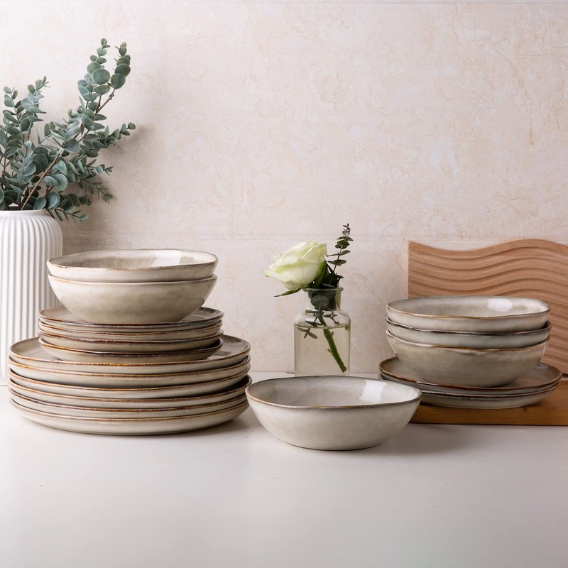 AmorArc Ceramic Plates Set of 6, 8.5 Inch Handmade Reactive