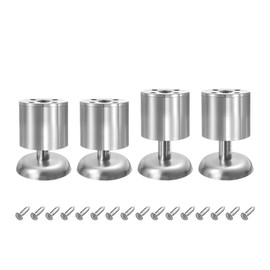 uxcell 4Pcs Metal Adjustable Furniture Legs, 60-70mm(2.4"-2.8") Cabinet Feet Support Replacement for Bed, Chair, Sofa, Table, Silver (W/Screws)
