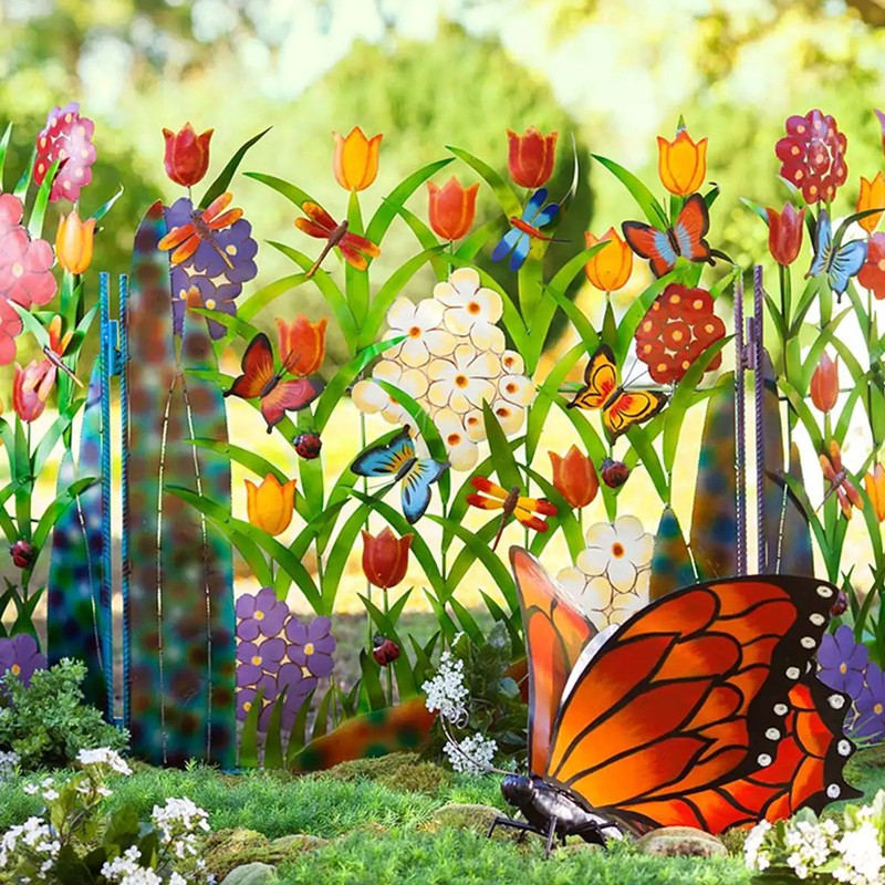 Garden Fence Border Iron Flower Decorative Garden Fencing Panel for
