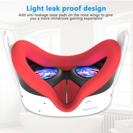 Suitable for Meta Quest 3S Silicone Mask and Headset Cover Protective Full-Cover Shading Sweat-Proof Skin-Friendly for Quest 3S Accessories(Red)