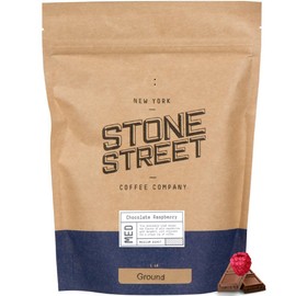 Stone Street Flavored Ground Coffee, Chocolate Raspberry, Freshly Roasted, 100% Colombian Arabica, Gourmet Coffee, Medium Roast, Chocolately Berry Flavor, 1 LB
