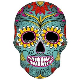 Sugar Skull Colorful Birthday Edible Cake Topper for 8 inch round cake or larger