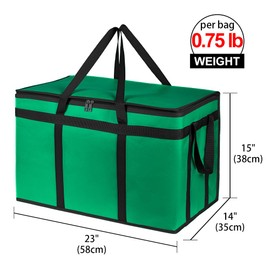 Bodaon Insulated Food Delivery Bag, XXXL Pizza Delivery Bags for Hot/Cold Food, Commercial, Large Capacity Reusable Warming Bag, Catering Cooler Bag for Delivery, Warmers for Parties (Green, 1Pk)