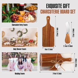 Tioncy 12 Pack Cheese Knives Mini Cutting Board Bulk Set with Thank You Box Charcuterie Boards for Christmas Guests Prizes Wedding Bridal Shower Birthday(Acacia Wood)