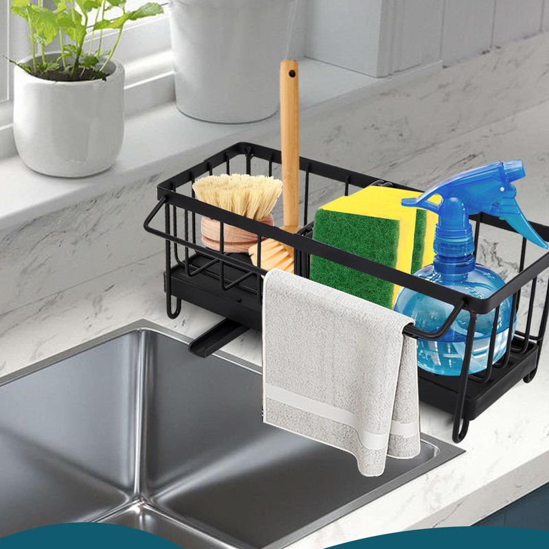 Mooshy Sponge Holder for Kitchen Sink Organiser, Stainless Steel Sink