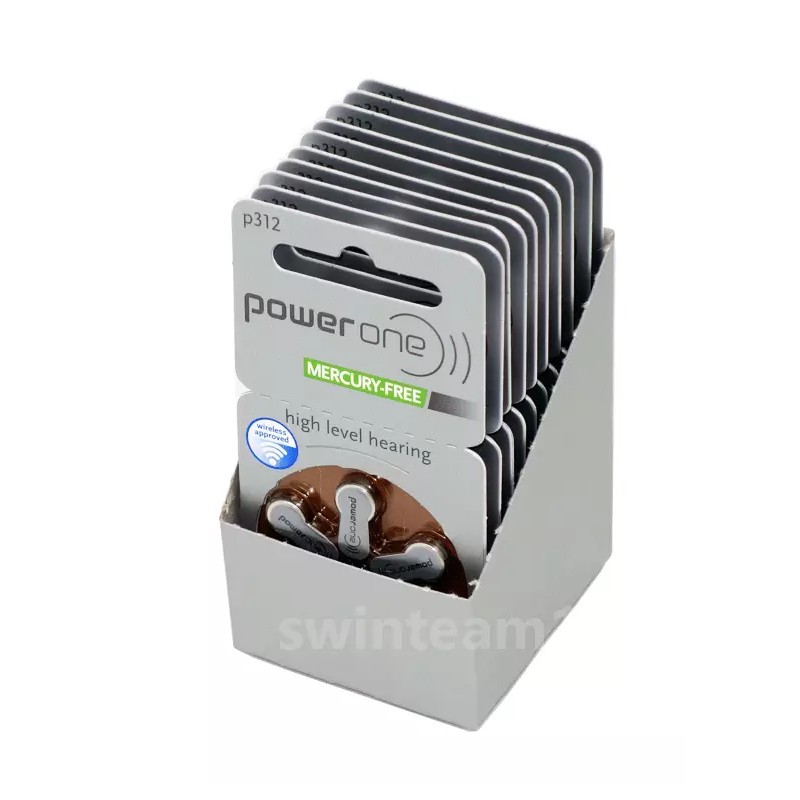 PowerOne Hearing Aid Batteries Size 312 Expire 2026 FREE Battery