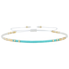 KELITCH Women's Rope Bracelets, Boho Miyuki Beads, Friendship Bracelets, Summer Beach Rainbow Bracelets, Grün 20l