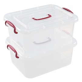 Bblina 2 Packs 8 Liters Clear Storage Boxes, Plastic Latching Container Tote with Lids