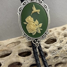 Fancy Fox Boutique ST PATRICKS DAY CELTIC IRISH HEART Green Hummingbird Cameo Bolo Tie Wedding gift