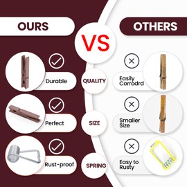 50PCS Colored Wooden Clothespins, 2.9inch Brown Clothes Pins for Clip Pictures Photos Decorative, Small Colorful Wood Decoration Closepins Clips