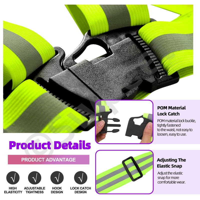 Swpeet 9Pcs Reflective Sash and Vest Assortment Kit, Reflective Sash