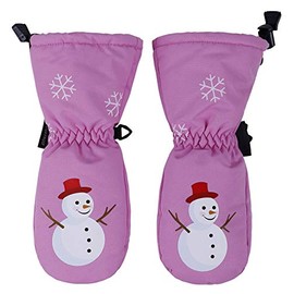 Andorra Kids Premium Waterproof Insulation Snow Mittens,XS,Pink/Snowman