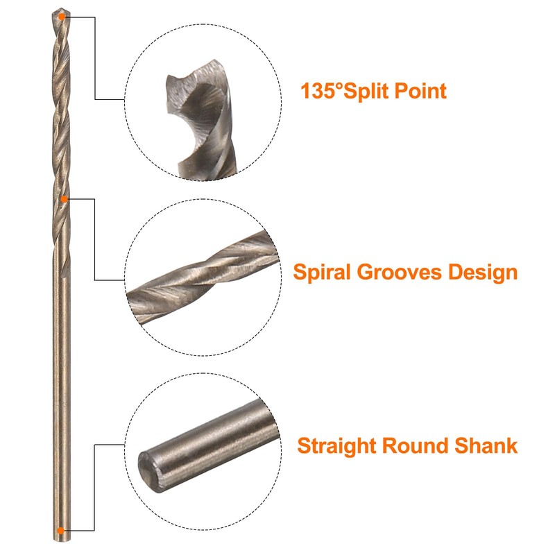sourcing map 12pcs Cobalt Drill Bit, #51 0.067" HSS-CO Aircraft