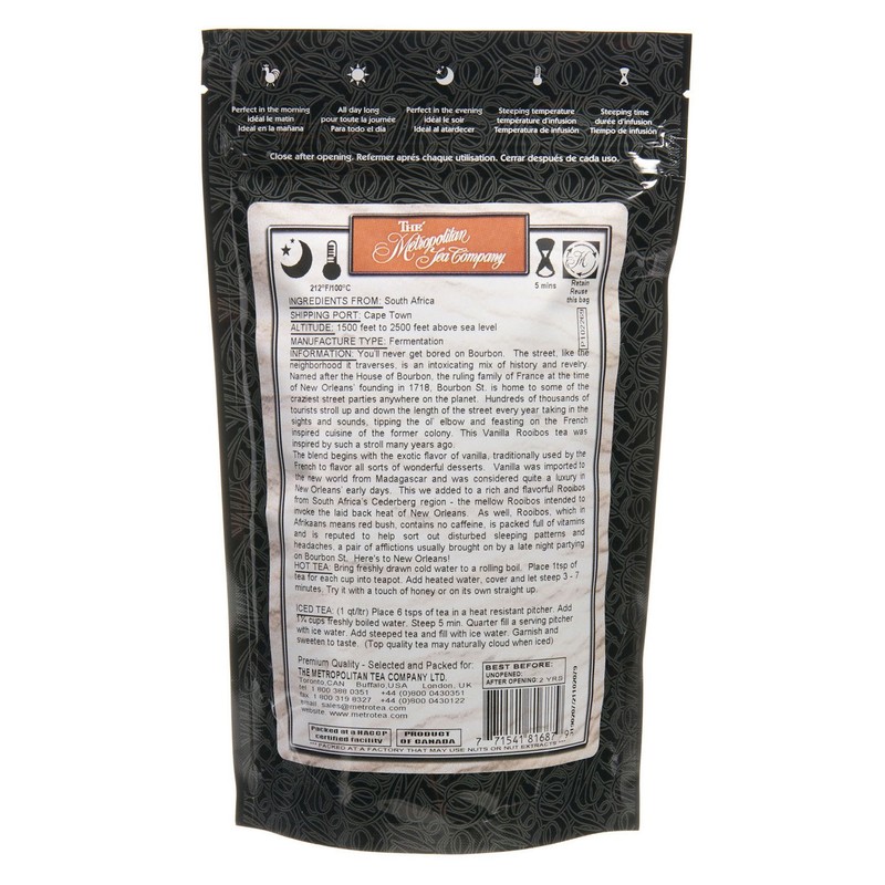 Metropolitan Tea Discovery Loose Tea Pack Bourbon Street Vanilla Flavored