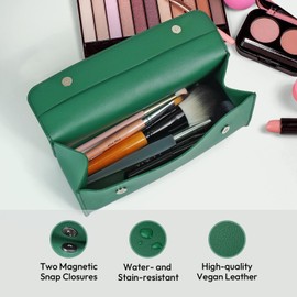 carrotez Stylish Makeup Bag: Versatile Travel Toiletry Bag & Cosmetic Pouch, Perfect Small Makeup Organizer for Purse Essentials - Ideal Makeup Brush Holder & Sunglasses Case for Women - Green, Green,
